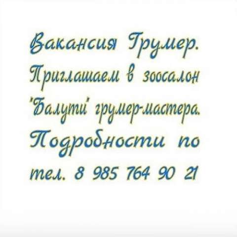 В груминг салон- требуется грумер- универсал/ обучение В груминг салон- требуется грумер- универсал/ обучение